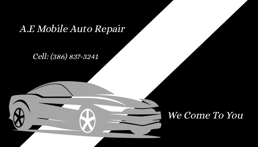 A.E Mobile Auto Repair graphic with phone number and We Come To You slogan